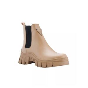 GUESS Womens Beige Goring Lug Sole Hestia Round Toe Block Heel Chelsea 11 M